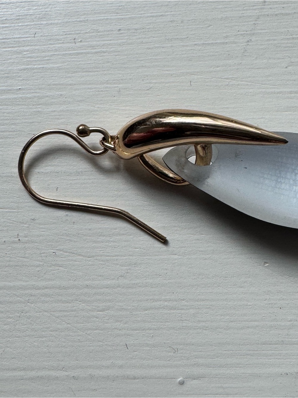 Alexis Bittar Gold trim white lucite with black back Teardrop Dangle Earrings - Picture 7 of 8
